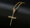 Men039S smycken 3mm 24inch repkedja Iced Nail Cross Pendant Necklace Gold Silver Men Women Hiphop Jewel WHOS1314789