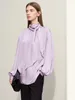 Blouses des femmes Amii minimalisme 2024 Spring Femme Blouse Light Luxury Stand Collar Lantern Shevel Loose Murffon Shirts Fashion Lady 12441094