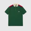 Högkvalitativ designerkläder Rätt tidigt på vårband Rand Ribbat lapptäcke Kort ärm Vintage Polo -skjorta
