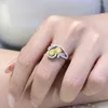 Cluster Anneaux S925 Silver Ring Luxury Luxury Simple Hollow Yellow Jaune Diamond Instagram Fashion polyvalent