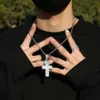 Top Quality Hip Hop Luminous Crown Cross Pendant Necklace For Men Women Fashion Unisex Sweater Chain Bling Bling Full Cubic Zirconia Crystal Hip Hop Jewelry Collar