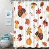 Shower Curtains Falling Leaves Pumpkin Curtain Mushrooms Pine Cones Printed Polyester Fabric Waterproof Bathroom With Hooks