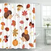 Shower Curtains Falling Leaves Pumpkin Curtain Mushrooms Pine Cones Printed Polyester Fabric Waterproof Bathroom With Hooks