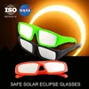 Lunettes d'éclipse solaires certifiées CE / ISO Plastique Réutilisables Sénaillement Sunglasses Eclipse Shade For Direct Sun Viewing 240411
