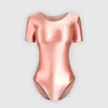 Kvinnors badkläder sexiga kvinnor silkeslen glansiga japanska baddräkt i ett stycke oljiga strumpbyxor Shapewear Shiny Short Sleeve Bodysuit Plus Size Men's