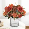 Dekorativa blommor 2st Peony Artificial Retro Rose Floral Arrangemang för hembordsdekoration bröllop brud bukett som håller falsk blomma