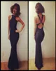 Simple Stylish High Collar Black Mermaid Prom Dresses Open Back Long Women Evening Party For WeddingsEvents Gowns8536748