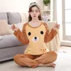 Hemkläder Autumn and Winter 2024 Fashion Pyjama Set For Women Ladies Flannel Sweet Bear Family Uniform Pyjamas Girl Student Sleepwear