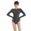 Women's Swimwear One Piece Long Sleeve Bikini Set Sunscreen Triangle Sexy Large Dew Back Spring