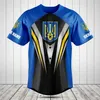 Herren -Casual -Shirts 2024 Ukraine Custom Name Baseball -Trikot -Sommer -Fashion 3D -Print Oversize und Frauenhemd