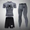 Setzt Männer Superhelden Running Set Bodybuilding Sport T -Shirt Schnell trockene Kurzarmkompression Fitnessanzug Männer Fitness eng