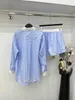 Dames tweedelige broekontwerper lente/zomer nieuwe ch nanyou gaoding Koreaanse stijl full sky ster lange mouwen geruite shirt+elastische shorts mode set i677