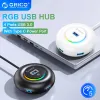 Hubs orico typec rgb USB hub 4 porte splitter USB con adattatore OTG ad ultrasulico di potenza di tipo C per PC MacBook Pro PC Accessori PC