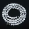 Hip -Hop 5mm Zirkon Einreihen Tenniskette Halskette Silber plattiert Diamant ECED Tenniskette Schmuck auf Lagerbestand