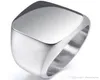 New Vintage Mens Boys Sterling Silver Color Stainless Steel 316L Polished Biker Signet Solid ring Men039s Jewelry7562377