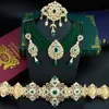 Neovisson Delicate Woman Jewelry Morocco Caftan Belt Waist Chain Choker Necklace Pendant Brooch Long Earring High Quality Gift 240418