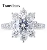 TRANSGEMS 14K BIAŁY ZŁOTA PT950 CENTRUM 12CT 7 mm F Kolor Moissanite Stone Snowflake Pierścień zaręczynowy z akcentami dla kobiet Y190612637747