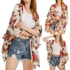 Blouses pour femmes en mousseline de mousseline japonais chemisier imprimé cardigan smock tops floral manche longue kimono suncreen dames t-shirts transparent