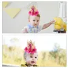Bandanas 1st Birthday Crown Headband Elastic Glitter Rose Flower Tulle Headdress Cake Po Prop For Festival Party