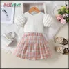 Clothing Sets Children Girls Suit Summer Spring Skirts TShirt 2-6 Year Party Princess Pageant Elegant Baby Outfits Costume