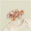 Zestawy odzieży Urodzone Baby Girl Summer Ubrania ciocia Little IE Romper Romper Floral Bell Domowe spodnie opaski na głowę