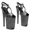 Dansschoenen 23 cm/ 9inches met glitter Starps Small Platform Hoge Heel Sandalen Sexy Pole 070