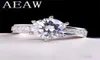 AEAW 2ctw 8mm F Round Cut EngagementWedding Diamond Ring Double Halo Ring Platinum Plated Silver 2202233516159