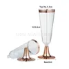 Verres à vin de haute qualité 150 ml en plastique rose en or rose en plastique tasses de mariage de fête jetable claire les flûtes de champagne fantaisie premium