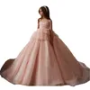 Preciosos vestidos de la joya del color rosa del cielo del cielo de la niña de la niña de los vestidos de fiesta/fiesta de la niña vestidos de niña de las flores de las niñas de todos los días, ropa para niños SZ 2-10 D413330