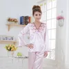 Home Clothing Summer Lady Long Sleeve Shirt&Pants Sleep Set Women Sleepwear Flower Wear Pajamas Silky Feel Lingerie Nightwear