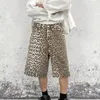HKSH American High Street Retro Leopard Impresión Clase pantalón de mezclilla para hombres Retrase Capris Capris Moda de mezclilla HK0513 240408