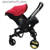 Strollers# Baby 0-12 Months Four in One Four Wheel Aluminum Alloy Frame Reversible Baby stroller Black Red Q240413