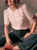 Women's Blouses Clearance Price French Hollowed Out Top For Women Lace Crochet Hook Puff Sleeve Shirts Tops