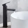 Waschbecken Wasserhähne 1pcs Becken Wasserhahn Schwarz Kälte und Wassermischer Edelstahl Badewanne Thermostate Duschen Haus nach Hause