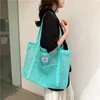 Bolsas de ombro para compras reutilizáveis Mulheres grandes bolsas e handabg frutable vegetal malha clara armazenamento lavável