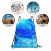 Sac à dos `` Waves '' acrylique art couler sac à dos sacs à cordon portable bundle poche de poche sac de sac de sport pour homme femme