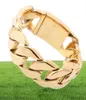 Gnayy smycken stor 316l rostfritt stål smycken guld miami kubansk trottoarkedja armband armband tunga enorma 26mm 23 cm 9 tum mens c1909414524