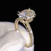 Band Rings Real Gold 9K 14K S Sier Women Set Oval Cut Diamond Engagement Moissanite Drop Delivery Jewelry Ring Dhalc