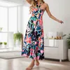 Casual Dresses Boho Style Holiday Maxi Dress For Women Sexy Halter Neck Backless Flowers Printed Summer Beach Female Vestidos