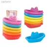 Bath Toys Baby Bath Toys Colorful Stacking Cups Tidig utbildning Montessori Children Toys Boat-Shaped Stacked Cup Folding Tower Toys Gift 240413