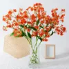 Decorative Flowers Artificial With Iron Wire Flower Branch Faux Leaves For Home Wedding Party Indoor