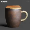Mugs Mineral Earth Handle Bamboo Cover Mark Cup Water Home Office Own Milk Coffee Drink Single