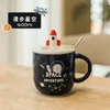 Mugs Rocket Starry Sky Ceramic Cup With Lid Spoon Cute Drinking Mobile Phone Creative Support Couple Coffee Cups Set