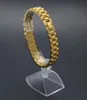 Mens relógio link Bracelet Gold Bated Stanless Strap Links Bulbões de mangueira Hip Hop Jewelry Gift6196114
