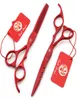 508 55039039 TOP GRADE Red Hairdressing Scissors JP 440C 62HRC Home Salon Barbers Cutting Scissors Thinning Shears Hair 7343249