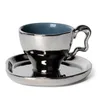 Tasses Saucers Silver Coffee Mug tas tasse tasse Espresso Céramique avec vaisse