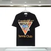 メンズTシャツカサブランシャツ23SSデザイナーTシャツプリントメンズカジュアルシャツレディースルースシルクカサブラクンカスシャツsles豪華なTシャツ高品質のティーC240413