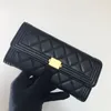 Hoogwaardige Designer CC Wallet Black Sheepskin Caviar 10a Leather Wallet Gold en Silver Hardware Handtas Classic Handtas Luxe portemonnee Dameskaarthouder 75