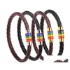 Braccialetti di fascino nuovo arrivo arcobaleno in pelle in pelle inossidabile in acciaio magnetico gioielli braccialetti per uomini donne epacket navi drop de dhs3t