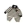 Ensembles de vêtements en automne coréen baby garçons 2pcs Vêtements Set Cotton rayé Polo à manches longues